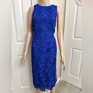 ANTONIO MELANI Royal Blue Floral Lace Midi Dress